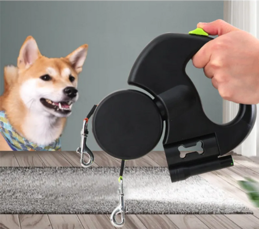 Dual Retractable Dog Leash — 3 m Per Lead